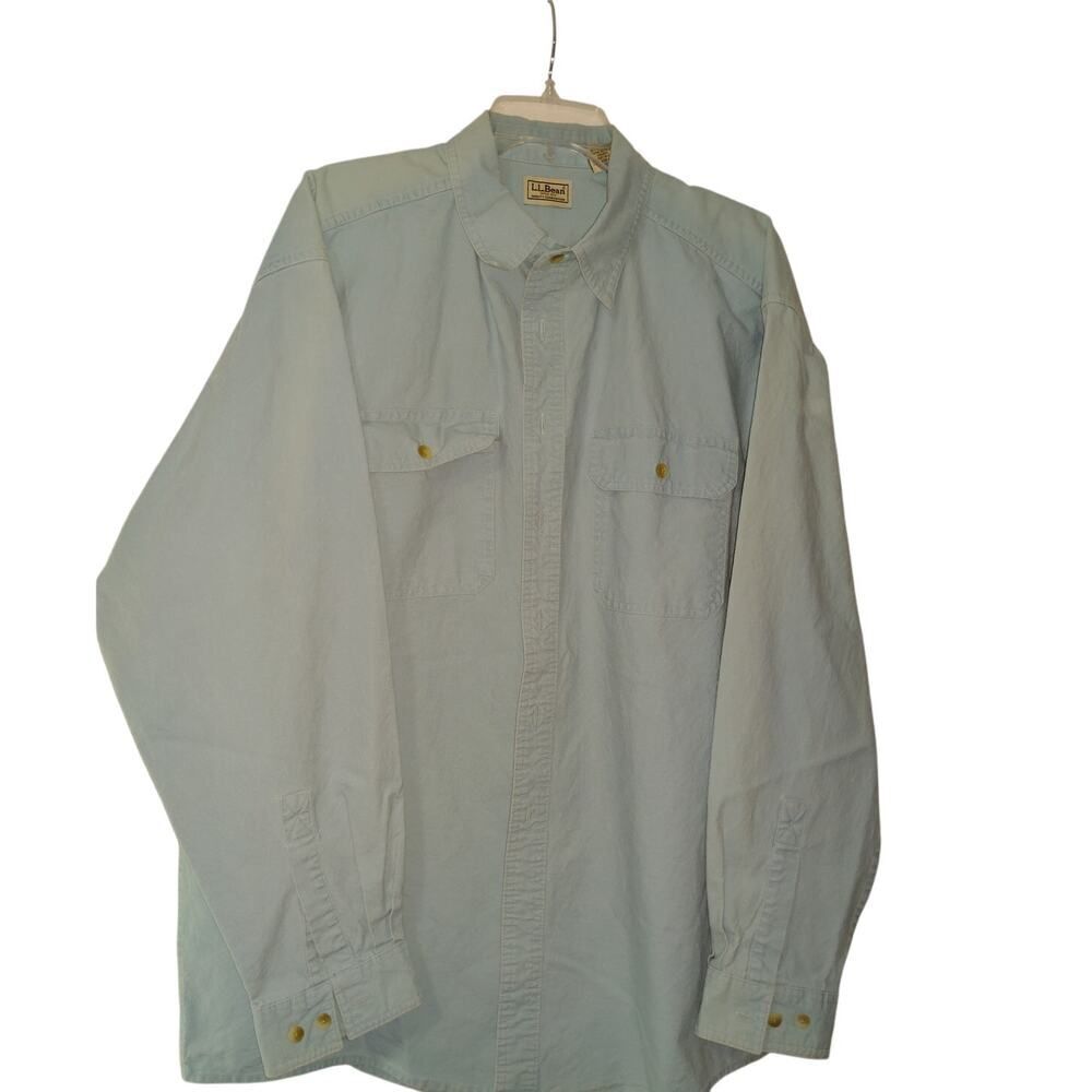 L.L. Bean Men's Aqua Blue Button Down Shirt - XL
